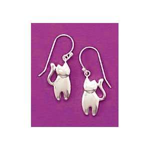    Sterling Silver French Wire Earrings, 3/4 inch Kitty Cats Jewelry