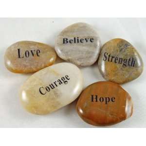  Set of 5 Word Stones Love, Hope, Believe, Courage 