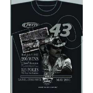 Richard Petty NASCAR Hall of Fame Inaugural Class of 2010 Black Tee, X 