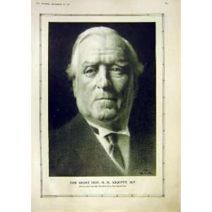  Portrait Asquith Mp Guth Old Print 1917