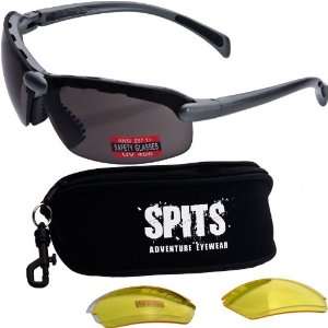 Grey Safety Glasses   SPITS C2 Vented Frame   3 Lenses Plus Neoprene 