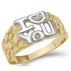  Size  10.5   14k Yellow and White Gold I Love You Heart 