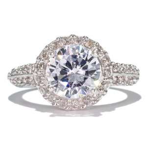  Miras Sterling Silver Complete CZ Pave Engagement Ring 
