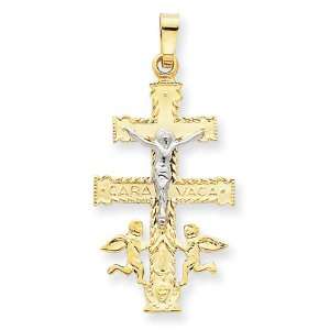  14kt Two tone 1in Cara Vaca Crucifix Pendant/14kt two tone 