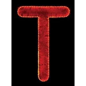 Lighted Holiday Display 1563 Red T Red Capital Letter T 