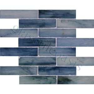   Box 1 3/8 x 6 Blue Pool Frosted Glass Tile   16421