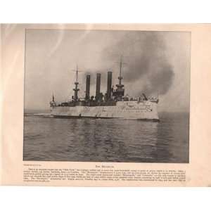  1898 Print United States Cruiser Brooklyn Spanish War 