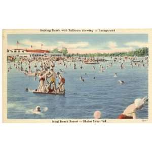  1940s Vintage Postcard Bathing Beach with Ballroom showing 
