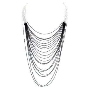  Long Layered Necklace Set; 32L; Gunmetal And Silver Metal 
