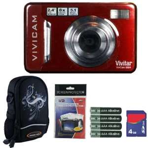  Vivitar Vivicam V5024 5.1MP Red Digital Camera Plus 4GB 