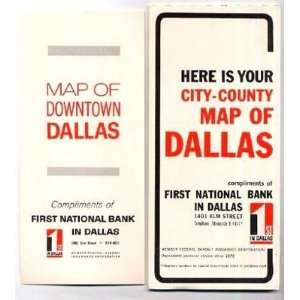 1st National Bank Maps City County of DALLAS Texas and Dallas Downtown 