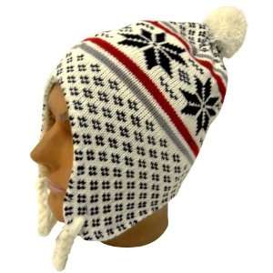  White Beanie with Ear Flaps for Outdoors Sports 