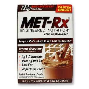 MetRX MET Rx Meal Replacement powder boxed   Extreme Chocolate 18 ct 