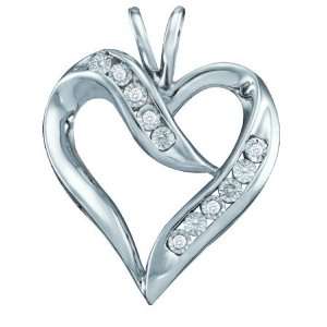   White Diamond Drops in a Unique Banner Style White Gold Heart Jewelry