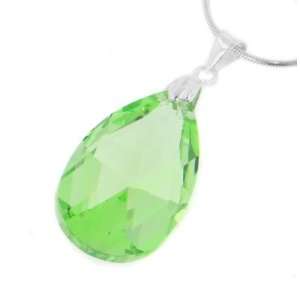  Sterling Silver Spring Green Crystal Prism Drop Pendant on 