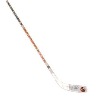   Hockey Stick Signed in Blue with 573 Goals 553 Assists Inscription