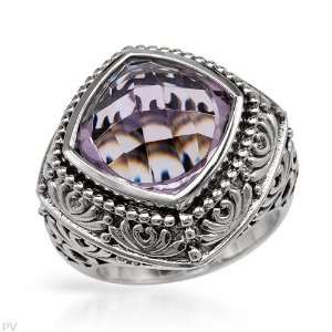 Cocktail Ring With 9.75ctw Genuine Amethyst Well Made in 925 Sterling 