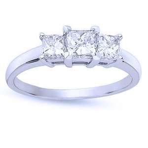   Carat Princess Diamond 14k White Gold Three Stone Engagement Ring