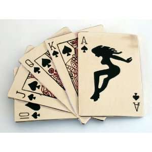  Royal Flash Poker Card Mud Girl Humor Las Vegas Game Belt 