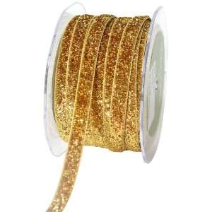  May Arts 3/8 Inch Wide Ribbon, Gold Metallic Velvet Arts 