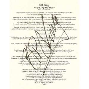   KING Autographed LYRICS WHY I SING THE BLUES 