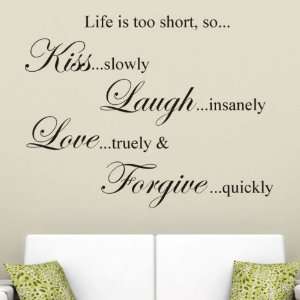  Life Is Too Short, So Wall Decal Wall Word Quote 