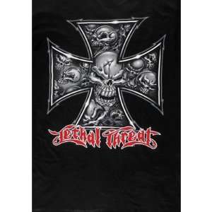  Lethal Threat Skull Iron Cross T Shirt X Large Black 