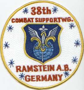 USAF PATCH, 38TH COMBAT SUPPORT WING, RAMSTEIN AIR BASE GERMANY  