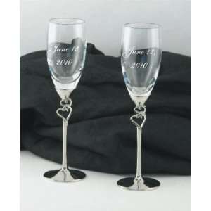 Champagne Flute Toasting Glasses with Double Heart Stems June 12, 2010