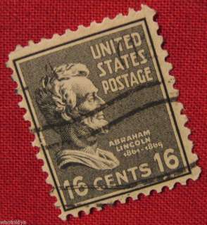 1938 ABRAHAM LINCOLN 16 CENT US POSTAGE STAMP US 821  
