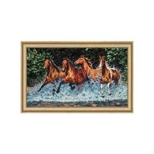  Gold Collection Galloping Horses Counted Cross Stitch Kit 