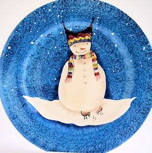 Sakura SNOWMATES Snowman Dinner Plate BLUE Kerman MINT  