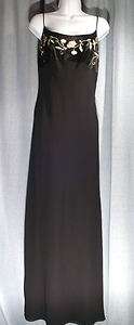 Zum Zum Black Embroidered Long Sheath Dress Sz 11 / 12 Holiday Prom 