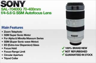 Sony SAL 70400G 70 400mm f/4 5.6 G SSM Autofocus Lens 0000272426942 