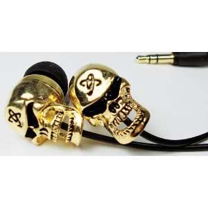  Atomic9 NECROSOUND GANGSTA GOLD   3D METAL SKULL EARPHONES 