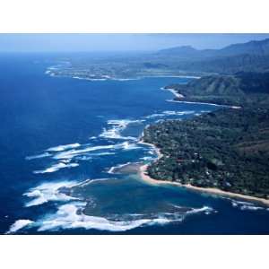 Hanalei Bay and the Distant Princeville Hotel, Kauai, Hawaii, USA 