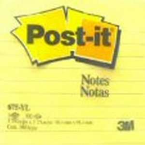 3M Post it Notes Original Pad 4 x 4 Lined Canary Yellow 300 Sheets,1 