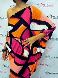 NWT Womens Pink Orange One Shoulder Party Summer Short Dress XXL 3XL 
