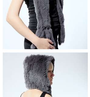 0351 Knit Rabbit fur hat/cap/headdress has scarf/shawl  