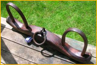 Antique Ox Yoke Hand Carved Wood Forged Wrought Iron  