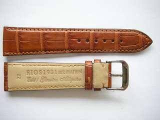 Rios1931 alligator handmade thin matt Cognac watch band  