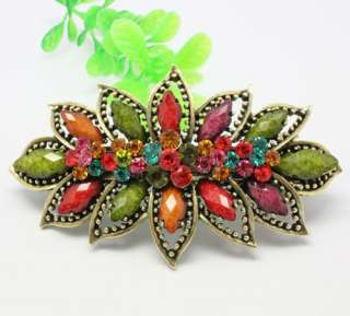 New arrival colourful gemstone beads big hair barrette button clip 
