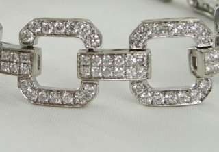 18K White Gold Bracelet Diamonds 3.38 CTW Square Links  