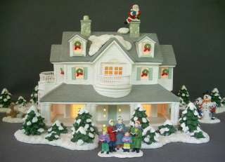 17 pc Easter Xmas Village Ceramic House and Accessories  