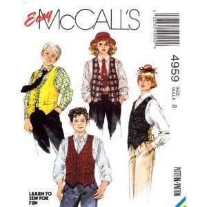  McCalls 4959 Sewing Pattern Girls Boys Vest Shirt Size 8 