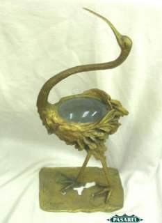 Gabriella Crespi Gilt Brass Crane Sculpture Italy C1970  