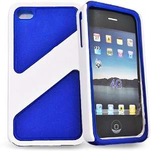     White /blue hard case cover pouch for apple iphone 4G Electronics