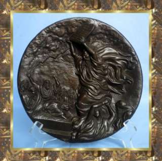 Vtg. Bronze Moses and the Ten Commandments Plate, LE  