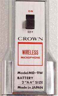 Vintage CROWN Wireless Microphone MD 9W ++FREE SHIP++  