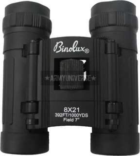 Black 8 x 21MM Compact Military Binoculars (Item #10280 )